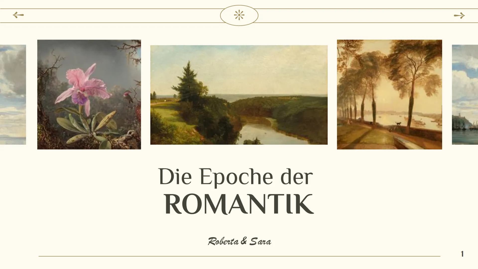 个
*
Die Epoche der
ROMANTIK
Roberta & Sara
→ 1 Romantik im Überblick
4
7
Romantik: Gegenbewegung
zur Klassik
Die Literatur der Romantik
10 M