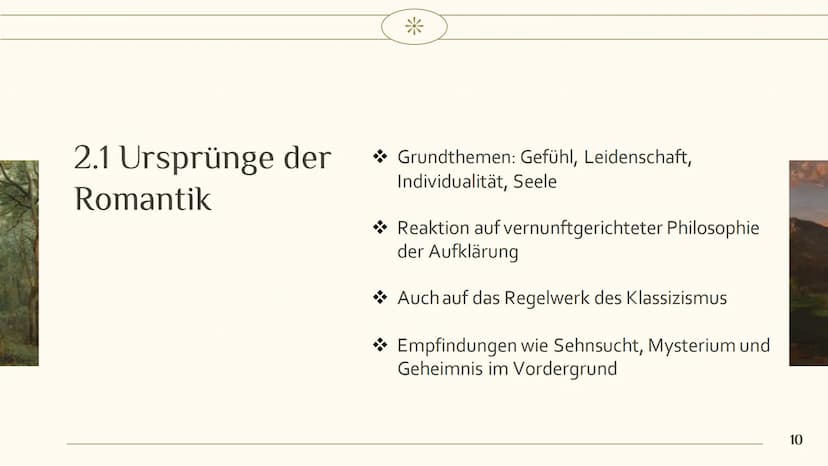 个
*
Die Epoche der
ROMANTIK
Roberta & Sara
→ 1 Romantik im Überblick
4
7
Romantik: Gegenbewegung
zur Klassik
Die Literatur der Romantik
10 M