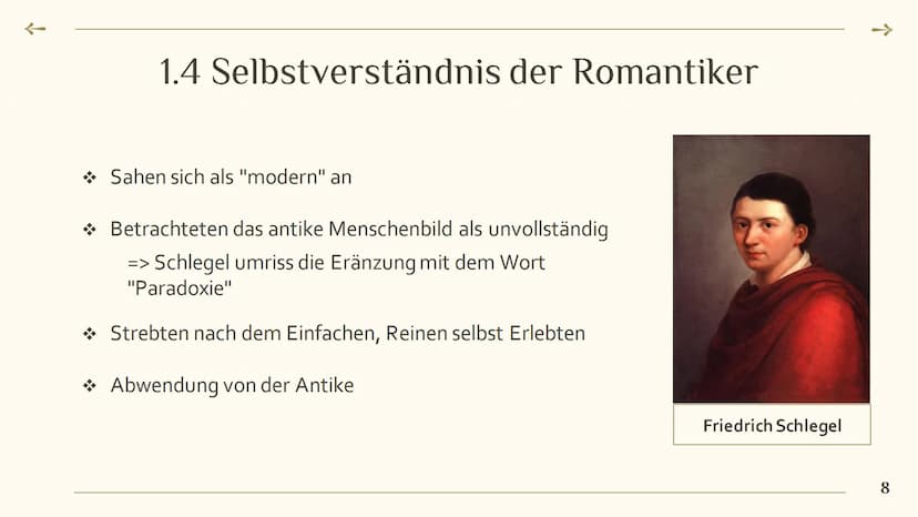 个
*
Die Epoche der
ROMANTIK
Roberta & Sara
→ 1 Romantik im Überblick
4
7
Romantik: Gegenbewegung
zur Klassik
Die Literatur der Romantik
10 M