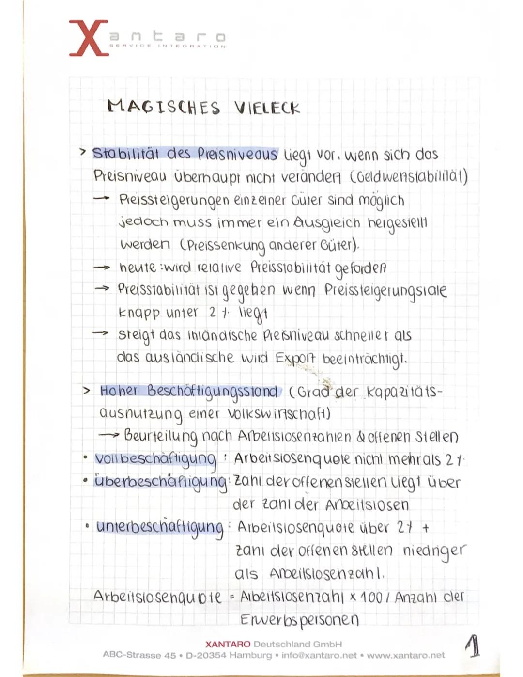 BIP / magisches Viereck und Sechseck / Preisindex