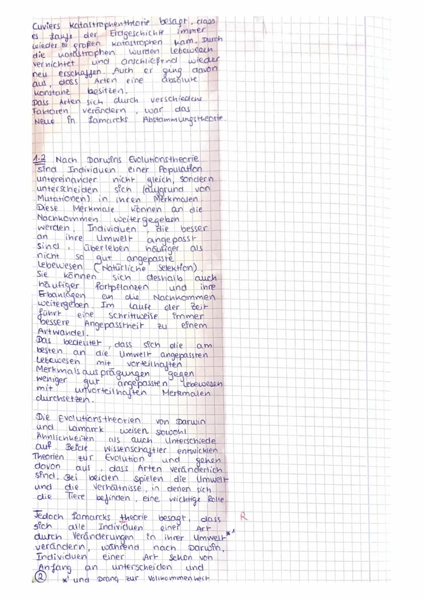 Thema: Evolution
Name:
31.08.2023
Aufgabenstellung: Evolutionstheorien
1.1 Beschreiben Sie anhand des Textes in Material 1A LAMARCKS Auffass