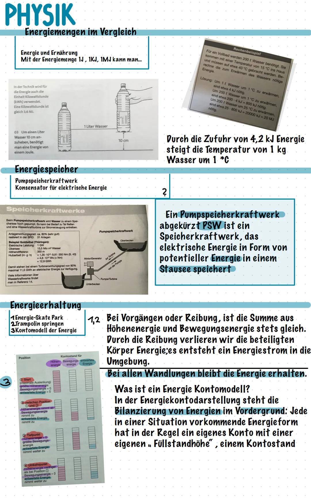 PHYSIK
Themen:
Energieformen
Energieumwandlung
Energie-Einheit
Energiemengen im Vergleich
Energiespeicher
Energieerhaltung
Spezielle Energie