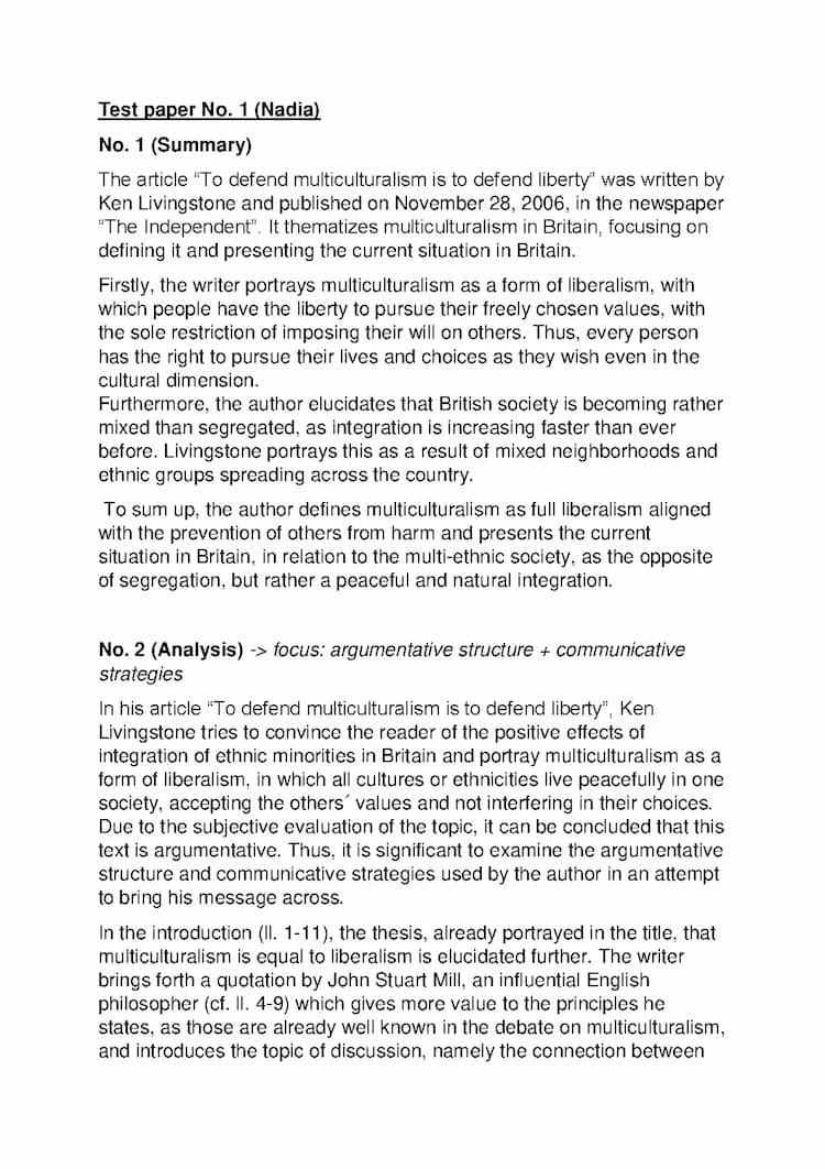 Know Testpaper, Topic: UK, multiculturalism Q1.1 LK Klausur Englisch thumbnail