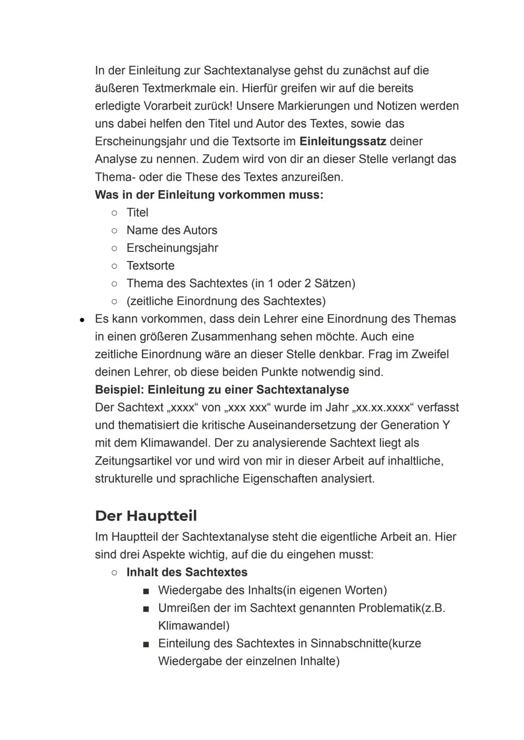 . Wie schreibe ich eine
Sachtextanalyse?
Wie bei jeder anderen Analyse auch, benötigt es eine strukturierte
Vorbereitung um Sachtexte zu ana