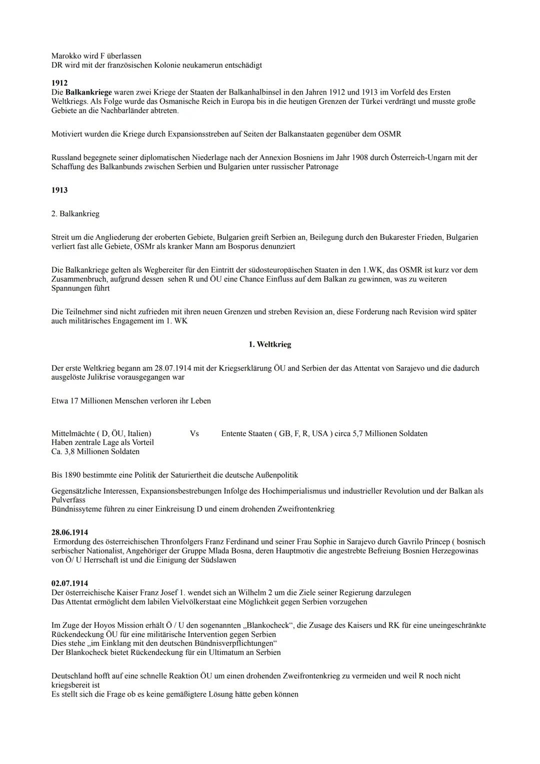 Inhalt: Vorkriegszeit 1.WK
Kolonialismus / Imperialismus
Weimarer Republik
Verfassung Vergleich mit Paulskirche
Krisenjahre der WR
1. WK 28.
