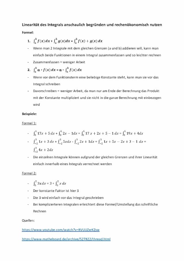 Know  Linearität des Integrals anschaulich begründen und rechenökonomisch nutzen thumbnail