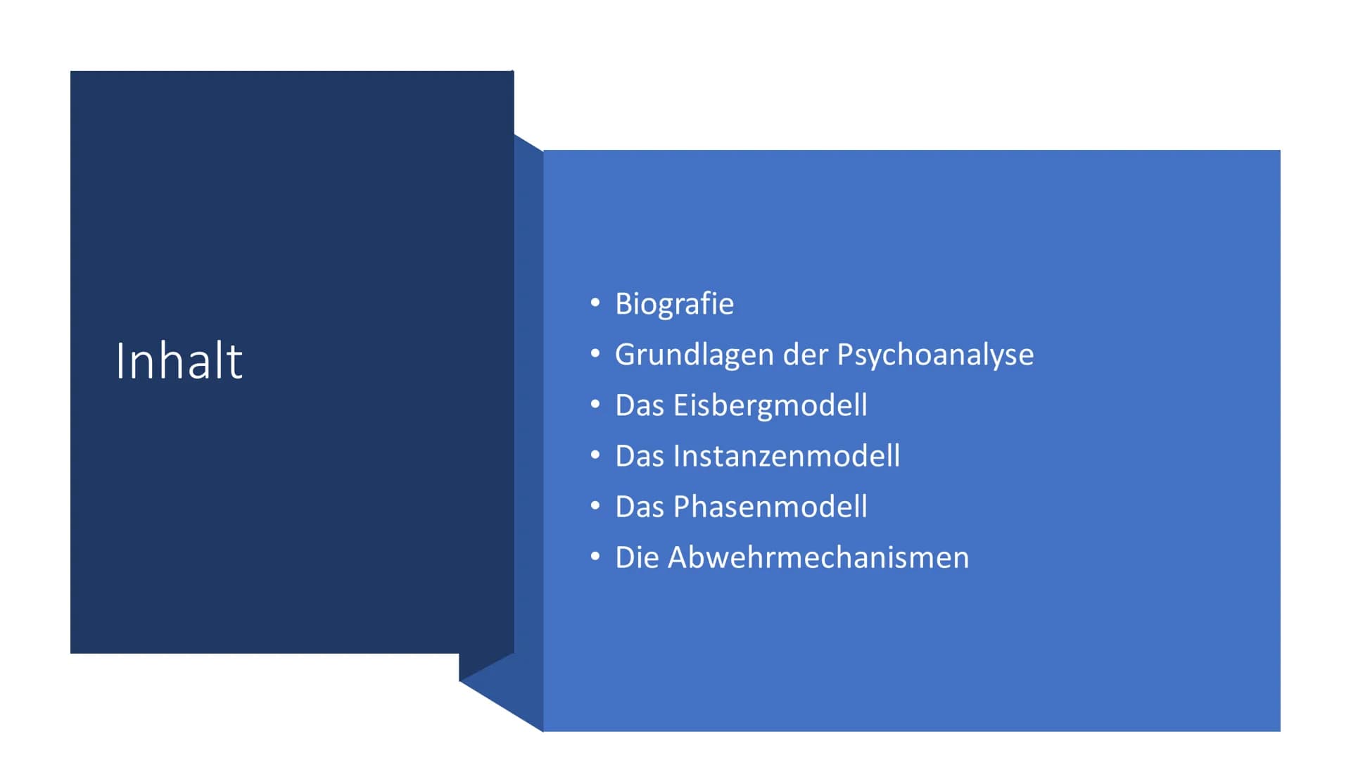 Sigmund Freud
ررروووو Inhalt
●
Biografie
Grundlagen der Psychoanalyse
●
Das Eisbergmodell
• Das Instanzenmodell
• Das Phasenmodell
• Die Abw
