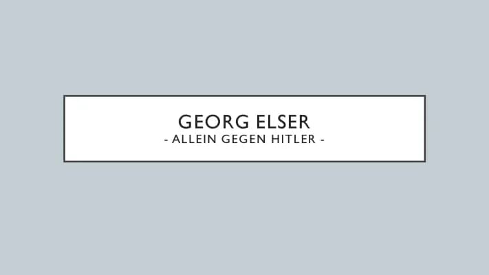 Know Georg Elser - Widerstandskämpfer allein gegen Hitler  thumbnail