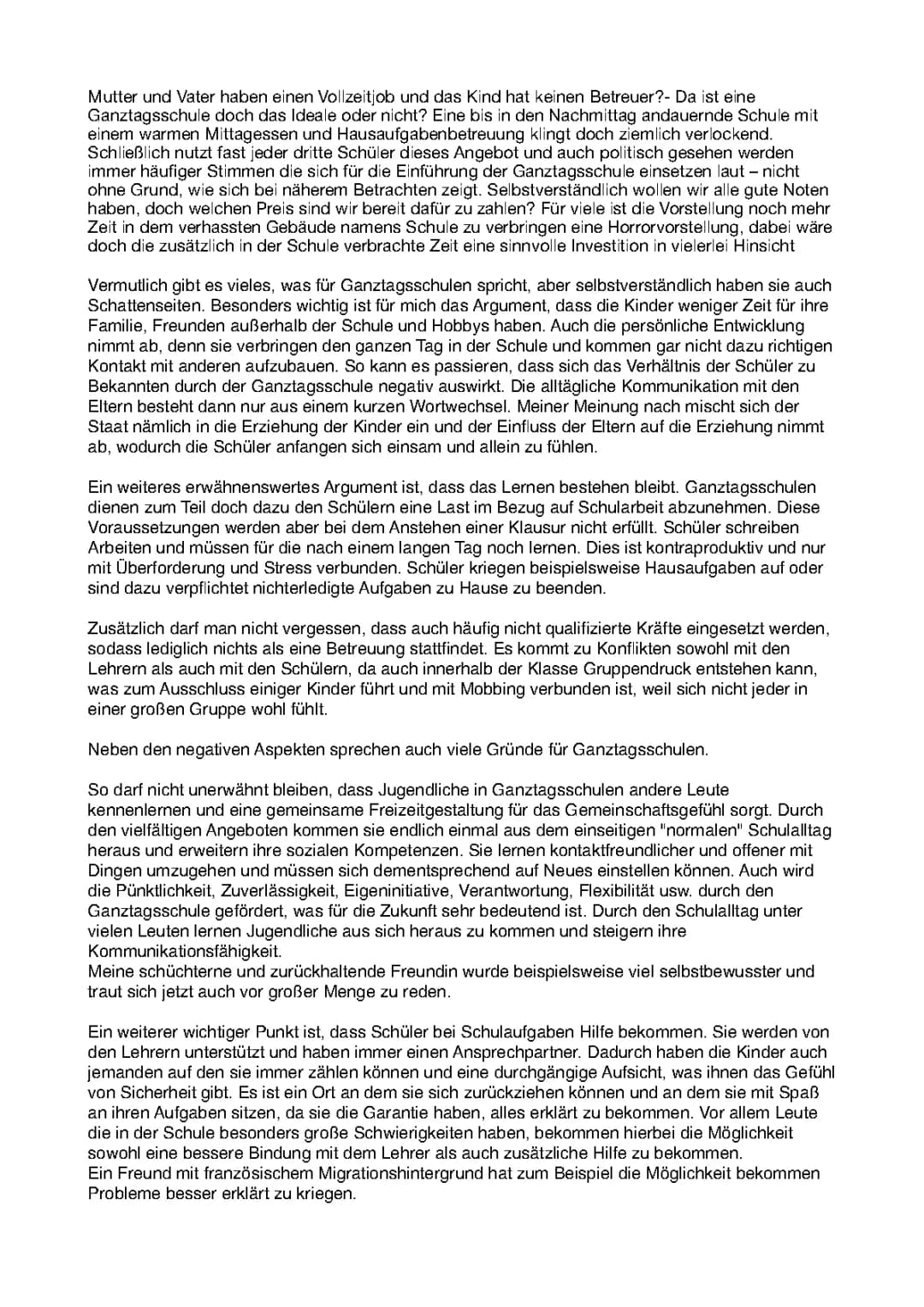 Ganztagsschule: Pro und Contra, Stress und Erfahrungen