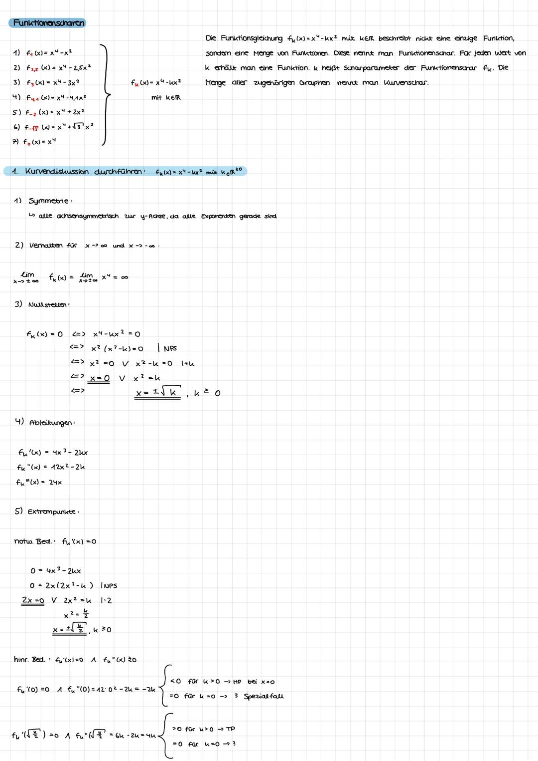 Funktionenscharen

1) $f_k(x)=x^4-x^2$

2) $f_k(x) = x^4-2,5x^2$

3) $f_k(x)=x^4-3x^2$

4) $f_k(x)=x^4-4,1x^2$

5) $f_k(x) = x^4+2x^2$

6) $