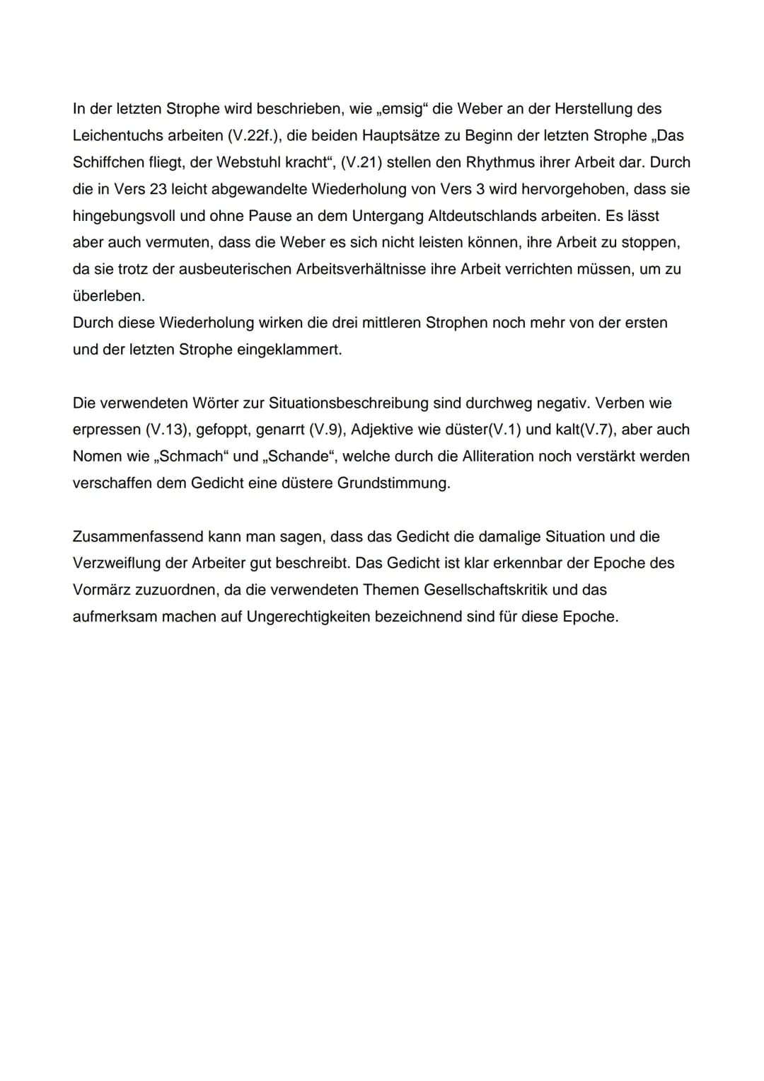 16.04.22
Gedichtinterpretation
Die Schlesischen Weber (Heinrich Heine)
Das Gedicht ,,Die schlesischen Weber", veröffentlicht im Jahr 1844, g