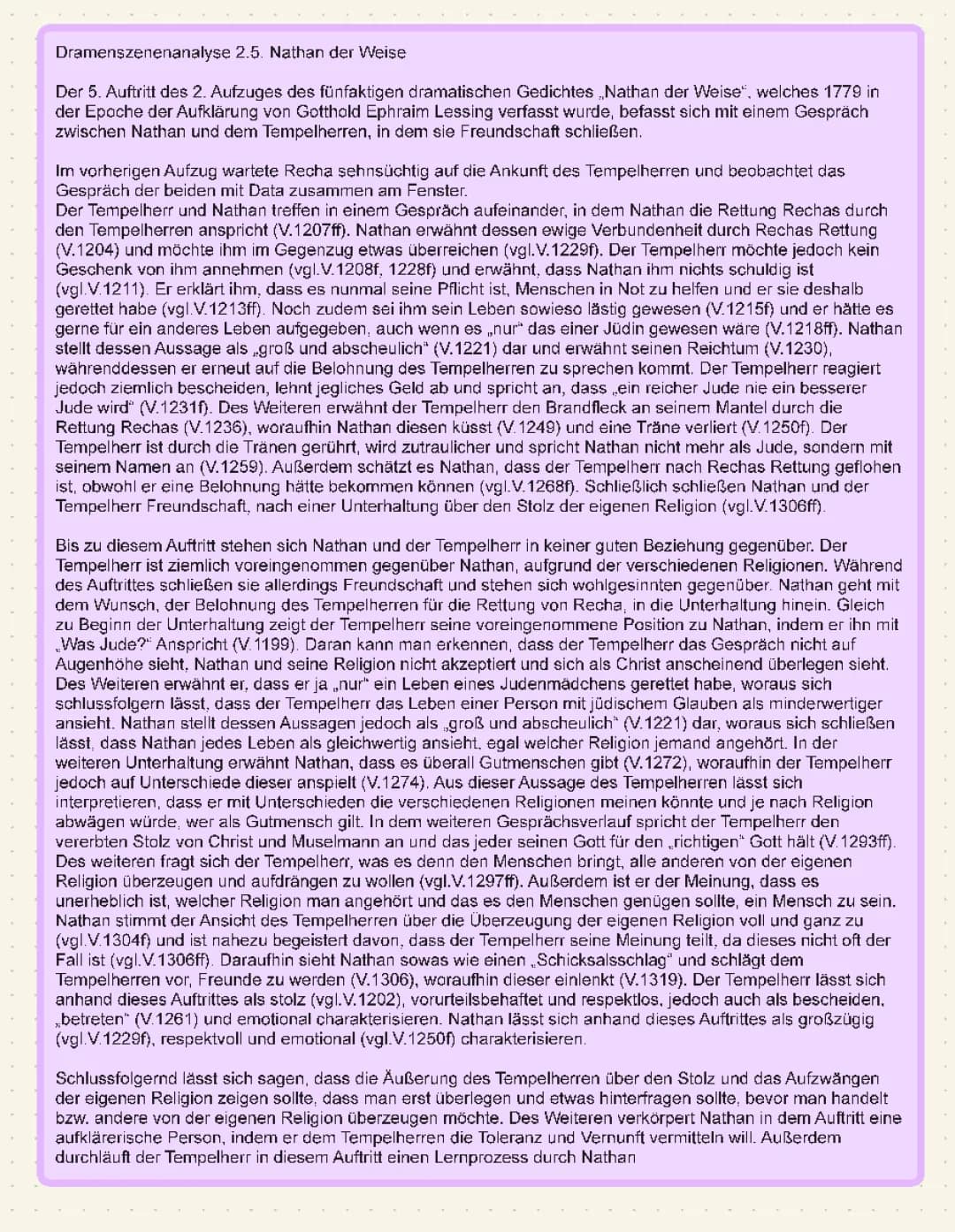 Dramenszenenanalyse 2.5. - Nathan der Weise
