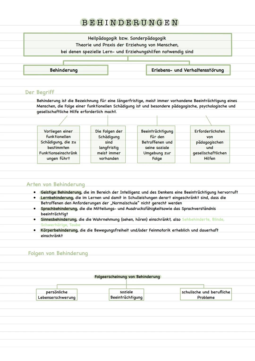 BEHINDERUNGEN
Heilpädagogik bzw. Sonderpädagogik
Theorie und Praxis der Erziehung von Menschen,
bei denen spezielle Lern- und Erziehungshilf