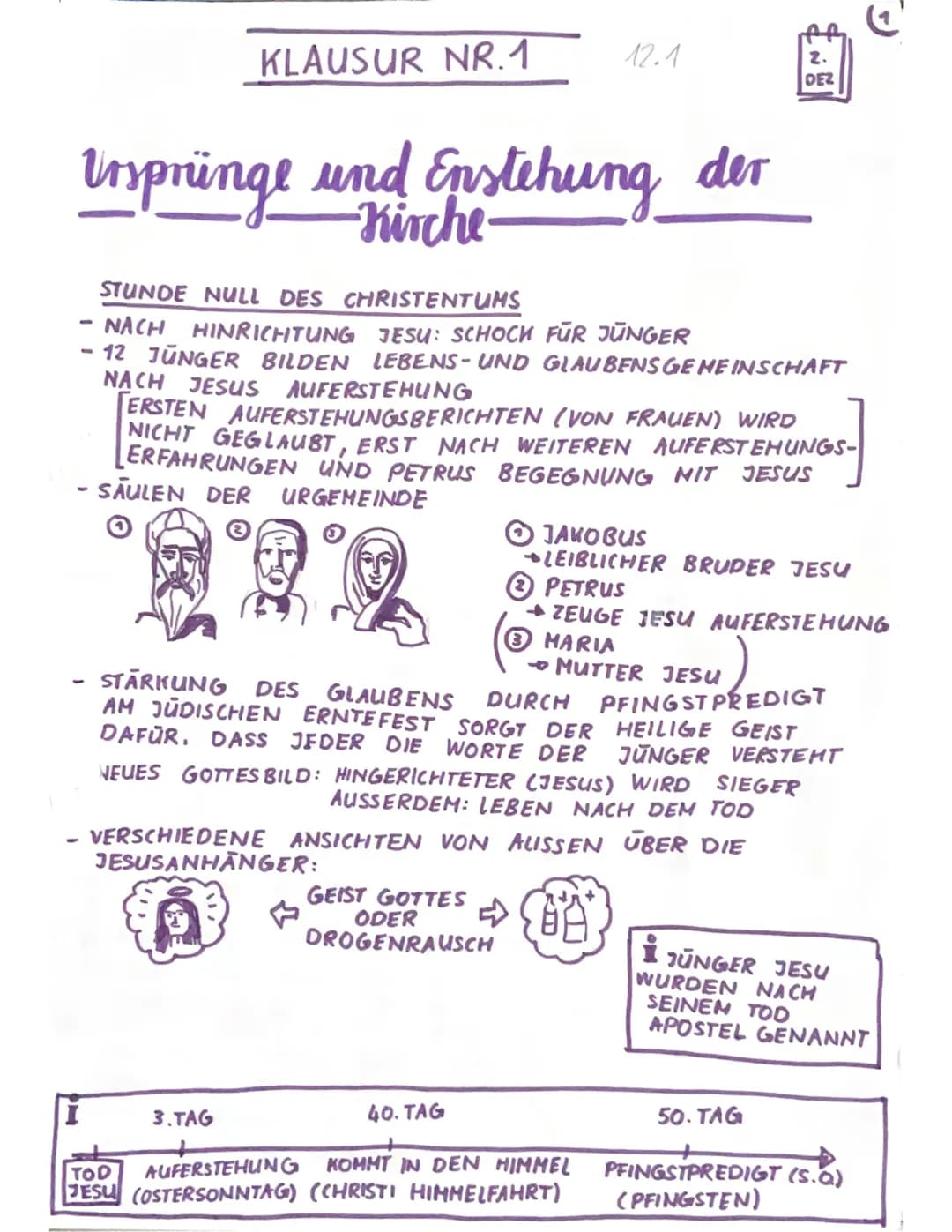 KLAUSUR NR.1
Ursprünge und Enstehung der
-Kirche-
3.TAG
12.1
STUNDE NULL DES CHRISTENTUMS
NACH HINRICHTUNG JESU: SCHOCK FÜR JUNGER
12 JUNGER
