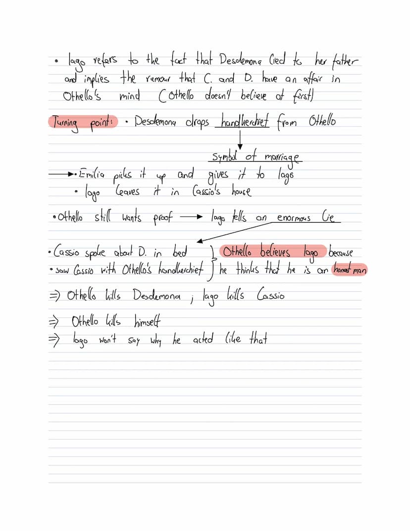 Summary
Initial situation: Othello married Desdemona
• Othello passed
.
Over
favor of Michael Cassio
cause
(1. Roderigo wanted to marry Desd