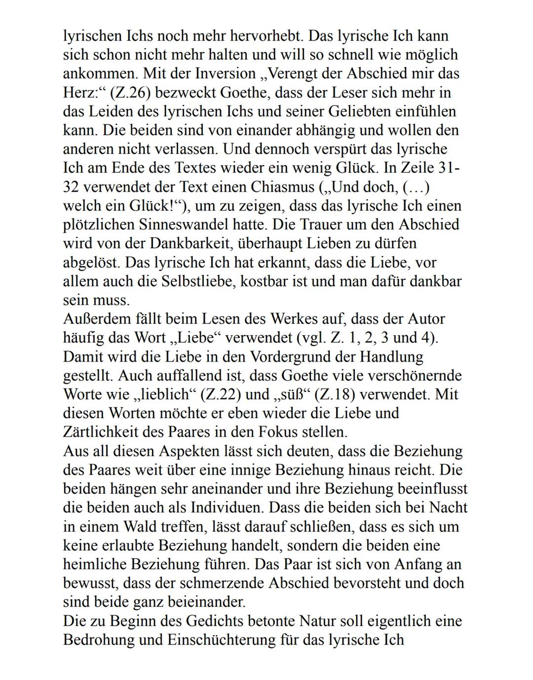 Lyrikanalyse zu ,,Willkommen und Abschied"
1. Goethes Erfahrungen in der Liebe
2. Analyse des Werks
2.1 Inhalt von ,,Willkommen und Abschied