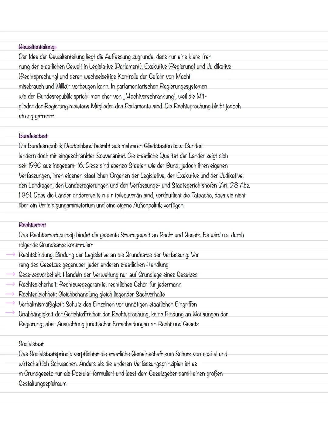 ↑↑↑
Gewaltenteilung
Der Idee der Gewaltenteilung liegt die Auffassung zugrunde, dass nur eine klare Tren
nung der staatlichen Gewalt in Legi