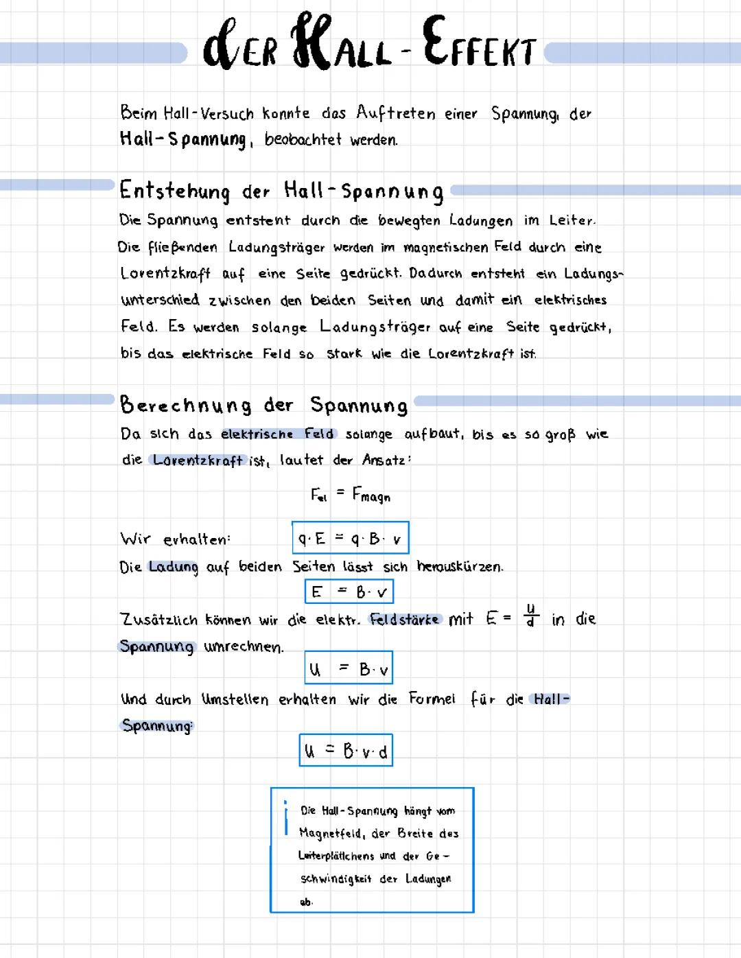 Der Hall-Effekt einfach erklärt: Herleitung, Hall-Spannung, Hall-Konstante und mehr