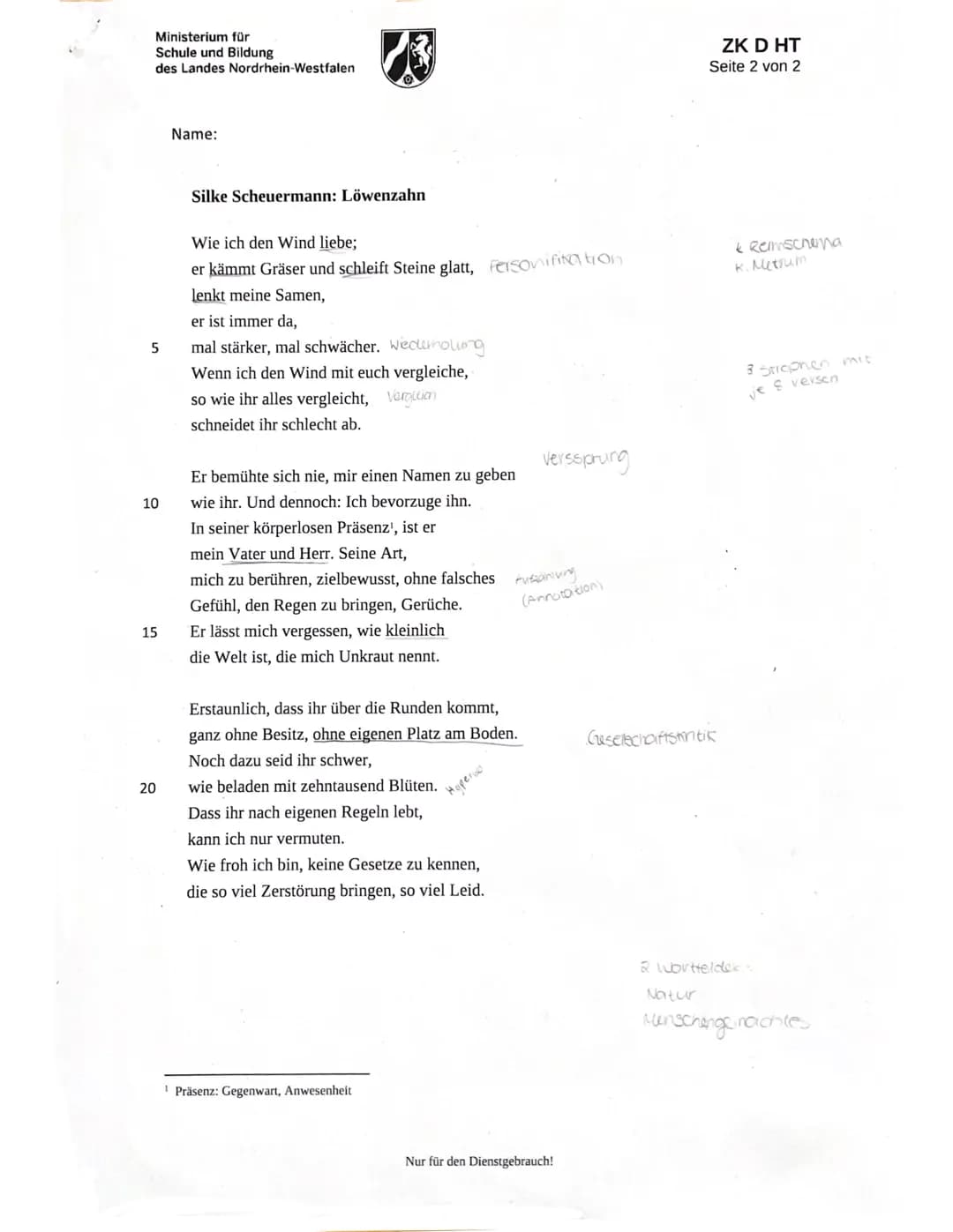 2909
Ministerium für
Schule und Bildung
des Landes Nordrhein-Westfalen
Name:
Zentrale Klausur am Ende der Einführungsphase
2022
Deutsch
Aufg