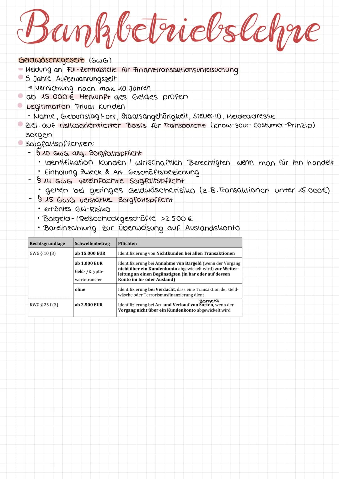 Bankbetriebslehre
Arten der Kreditinstitute (KI)
§1 KWG : Kreditinstitute sind unternehmen, die Bankengeschäfte gewerbsmäßig oder in
einem U