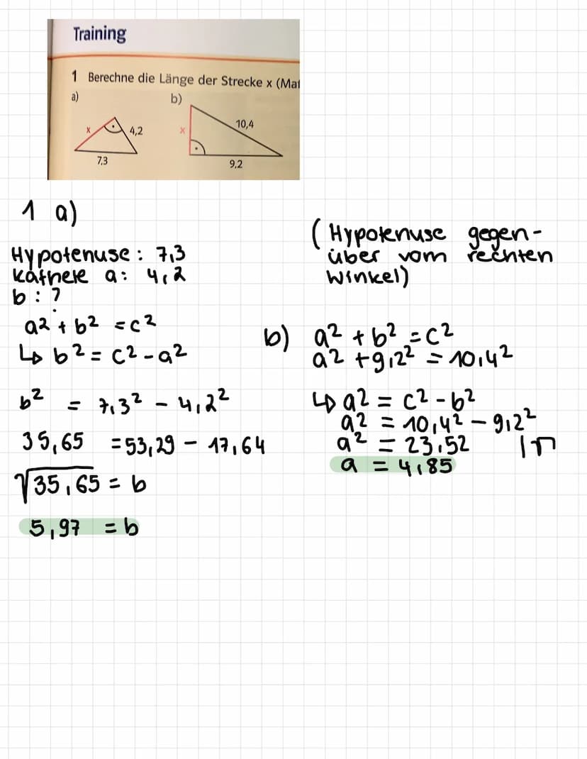 Der Satz des Pythagoras
q² + b² = c²
2₁4² = 5,76
92
62
C²
5,76 +10,24 = 16
kathete
6 kathete
C Hypotenuse
4² = 16
3,2²=10,24 Training
6²
1 B