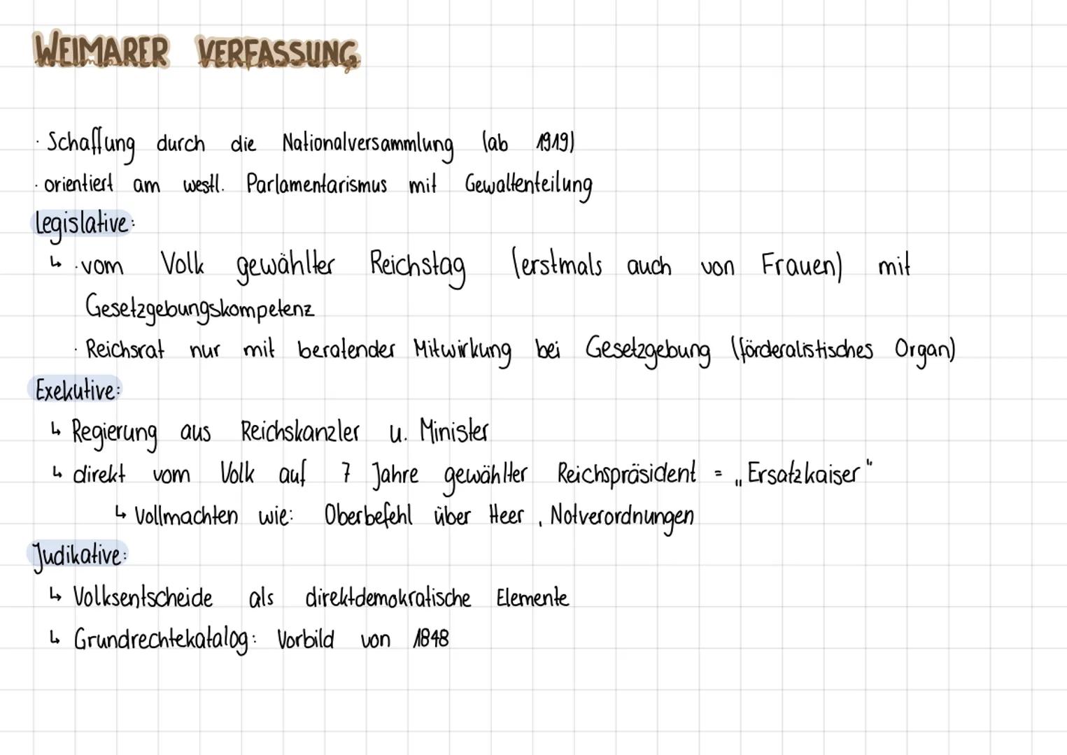 # PARTEIEN

- KPD (kommunistische Partei Deutschlands)
↳ Sozialismus, antikapitalistisch. Gegner der Republik
- USPD (unabhängige sozialdemo