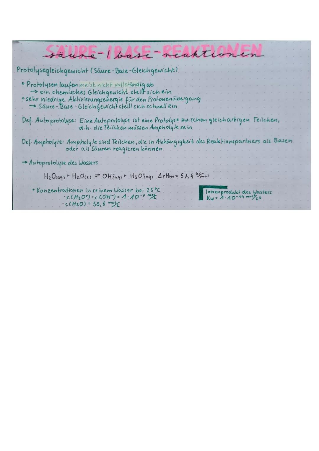 saune- / base-reaktionen
Saure-Base-Theorie nach Brønsted (& Lowry).
Def. Protolyse (Säure-Base-Reaktion): Eine Protolyse (Säure-Base-Reakti
