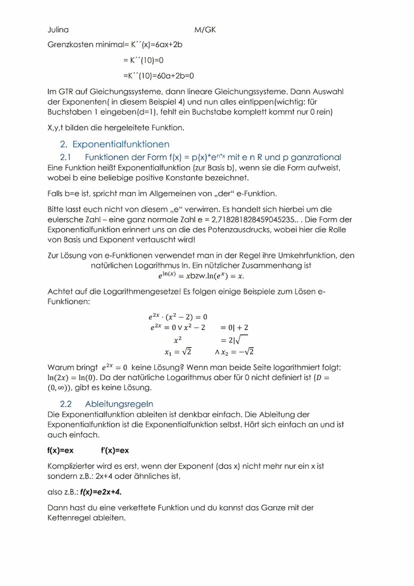 Julina
M/GK
Mathe GK-Abiturvorbereitung
Analysis
1. Ganzrationale Funktionen
1.1 Ableitungs- und Integrationsregeln
Ableitung einer Konstant