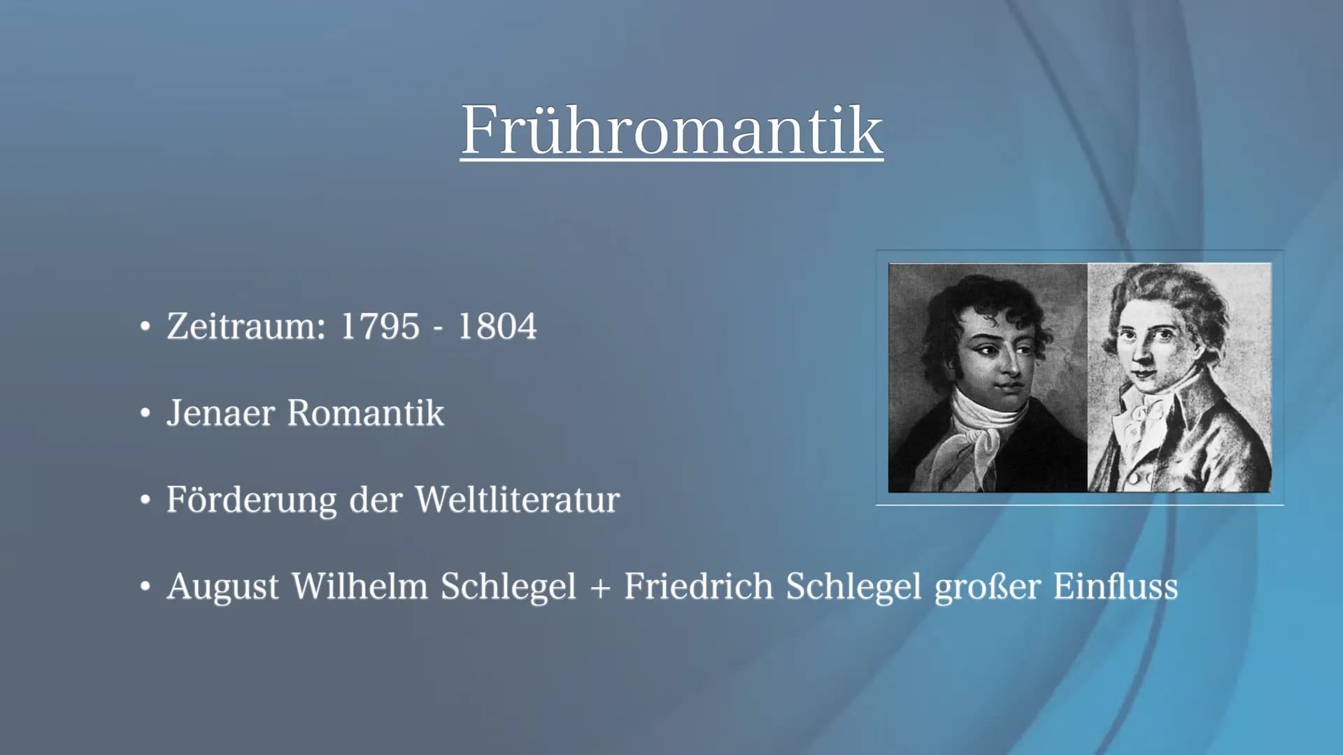 Romantik
Epoche der großen Gefühle
Von Lotte und Natalie • Definition
• Phasen der Romantik
Gliederung
• Historischer Hintergrund
• Weltbild