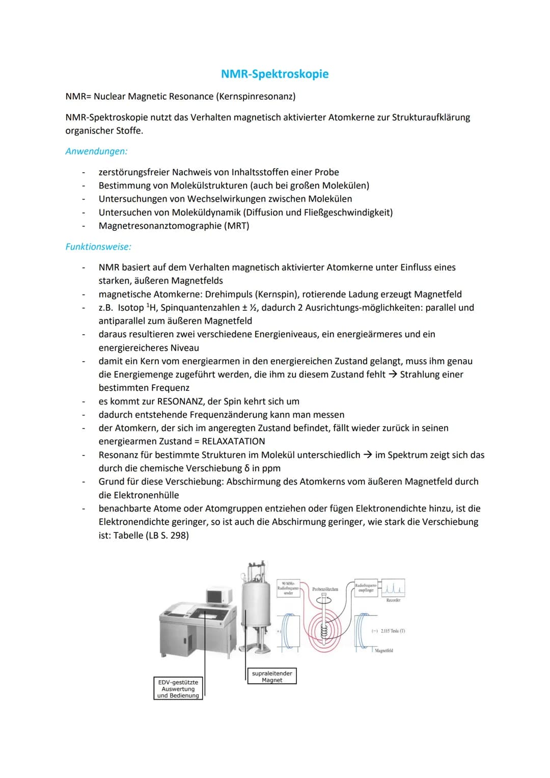 CHEMIE NMR-SPEKTROSKOPIE
Einstieg: Bild MRT/Kernspintomograph
Weiß jemand von Euch, was für ein Gerät das hier ist, oder lag
vielleicht soga