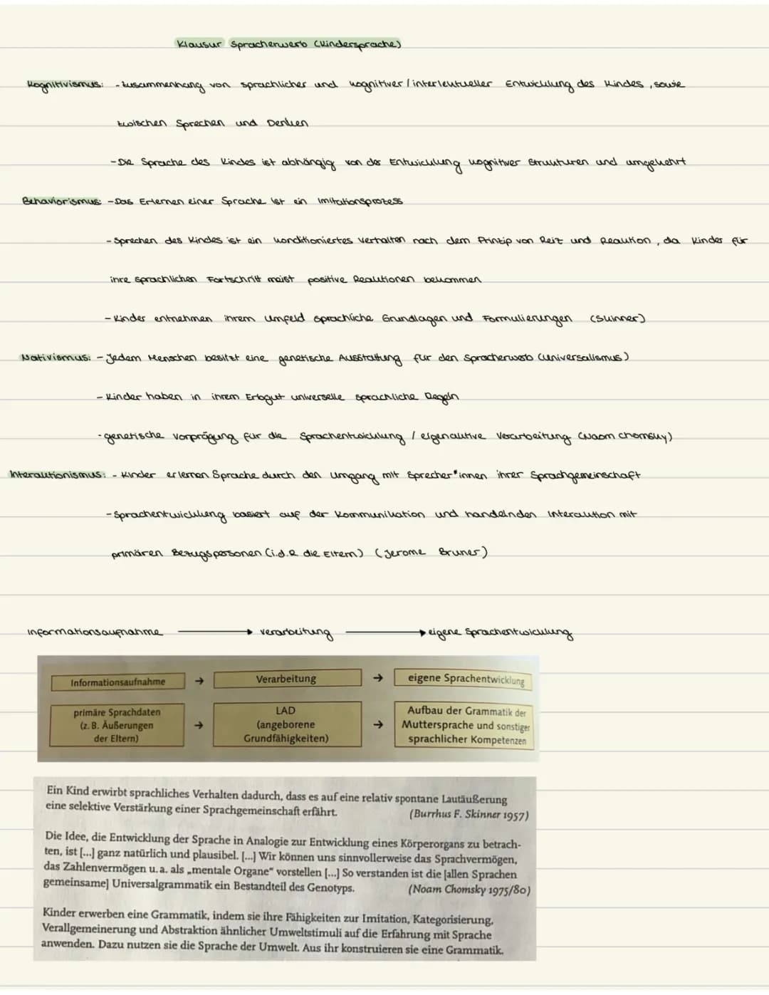 Spracherwerbstheorien: PDF, Tabelle, Deutsch LK, Abitur, und Modelle