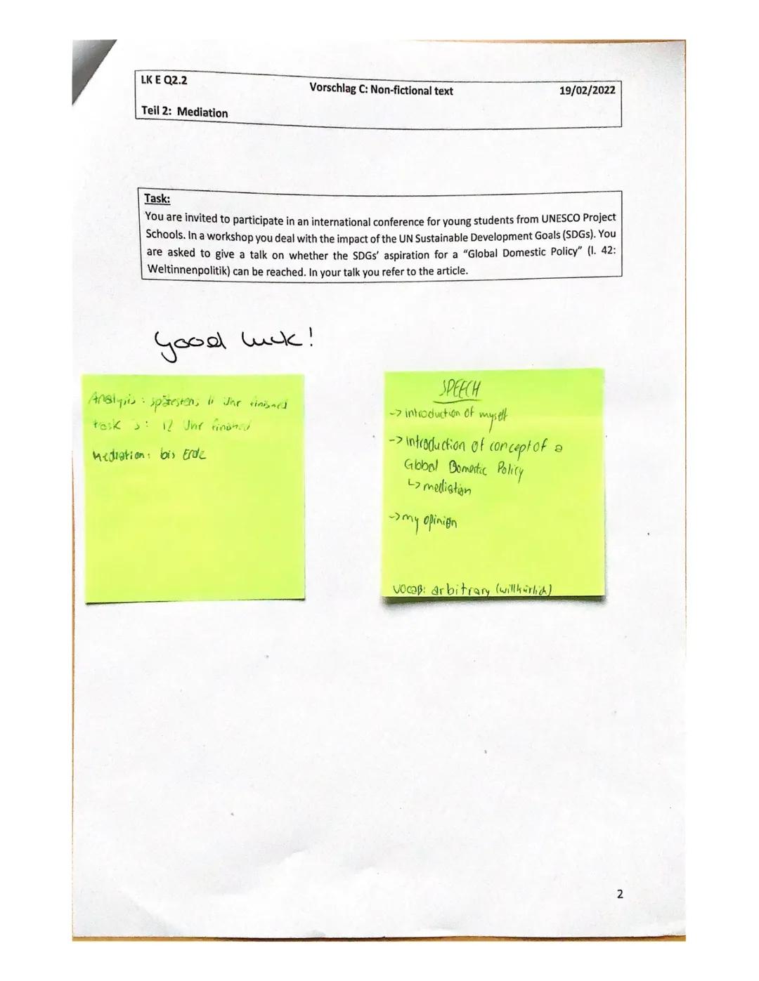 pre-Abitur English
task
exam
The article "Global warming is a misleading term because
it actually sounds quite nice" was written by Gione
-H