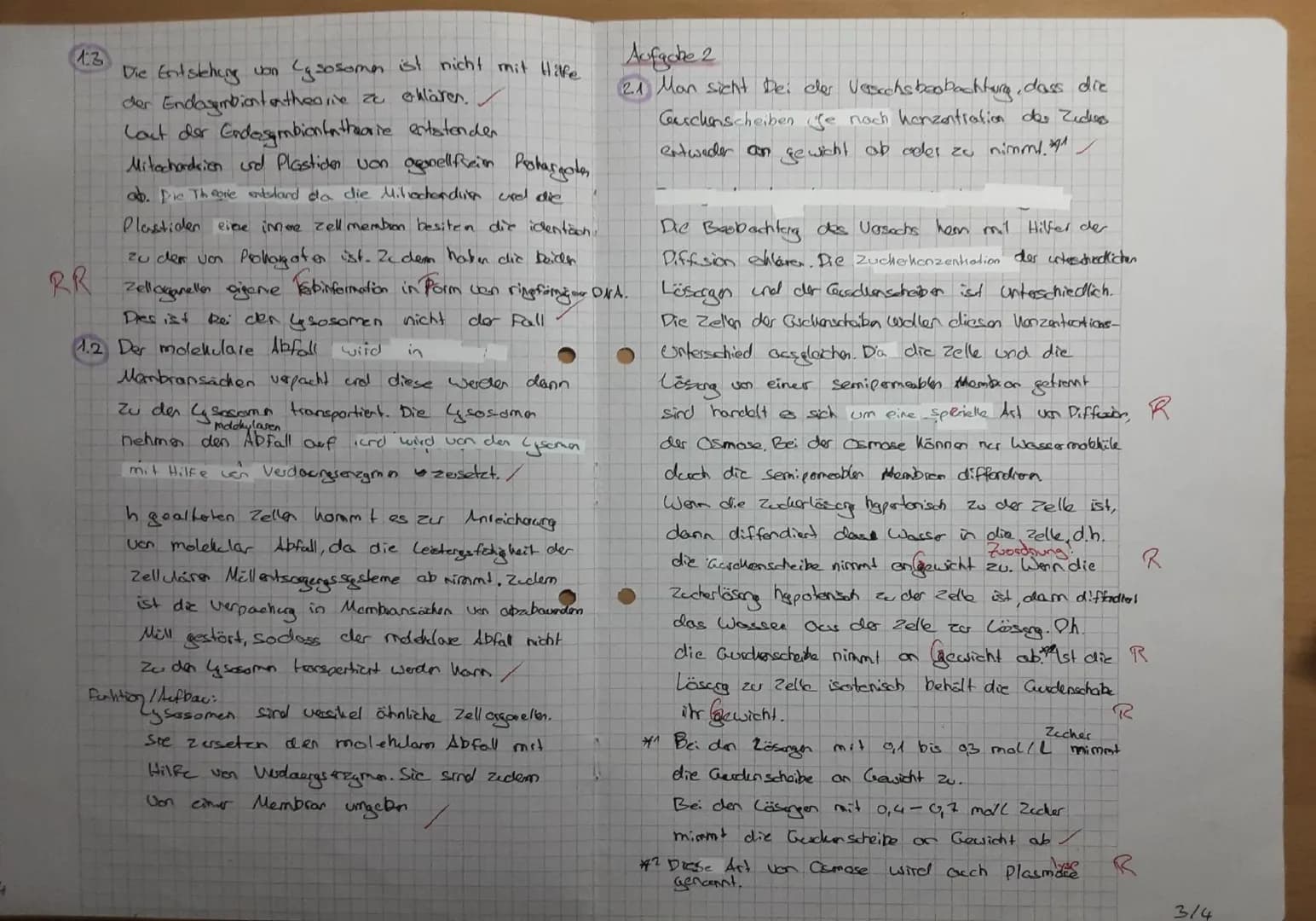 Aufgabe 1-Zellorganelle und deren Funktion
1.1 Ordne den Zahlen in der Abb. 1 (Material A) die entsprechenden Zeliorganellen zu und
begründe