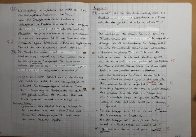 Aufgabe 1-Zellorganelle und deren Funktion
1.1 Ordne den Zahlen in der Abb. 1 (Material A) die entsprechenden Zeliorganellen zu und
begründe