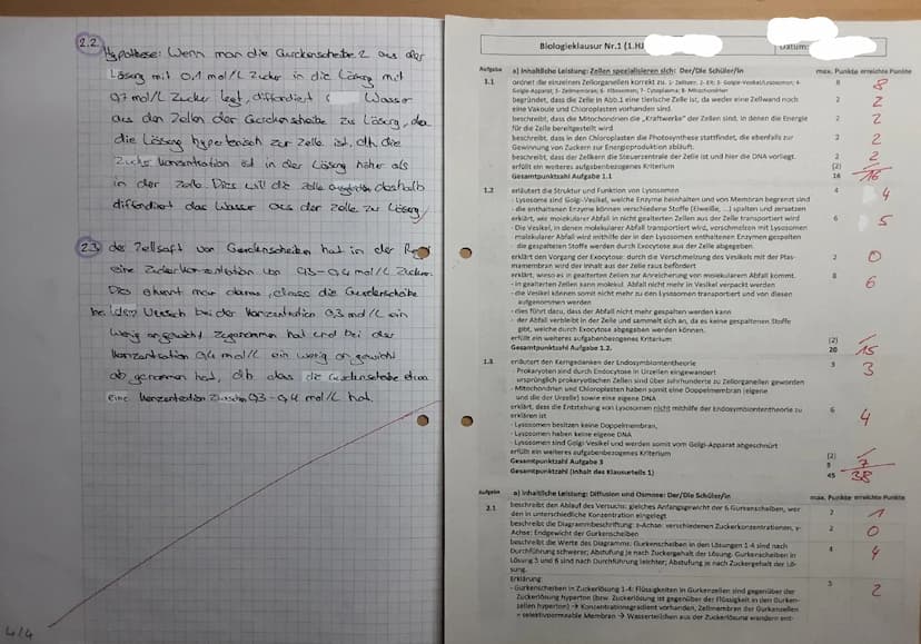 Aufgabe 1-Zellorganelle und deren Funktion
1.1 Ordne den Zahlen in der Abb. 1 (Material A) die entsprechenden Zeliorganellen zu und
begründe