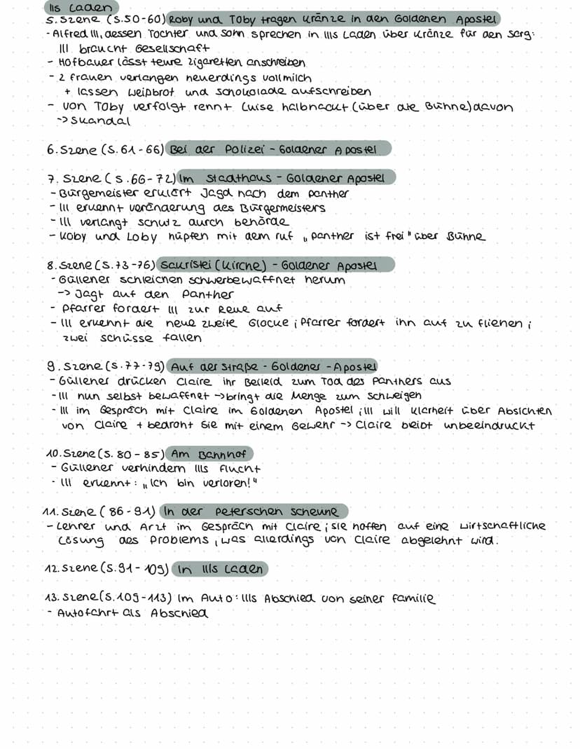 Der Besuch der
alten Dame (Inhalte der
Szenen)
1. Szene (s.1-32) Ankunft von Claire am Bahnhof in Güllen.
-5 Männer .cm Bahnhof
- sprechen ü