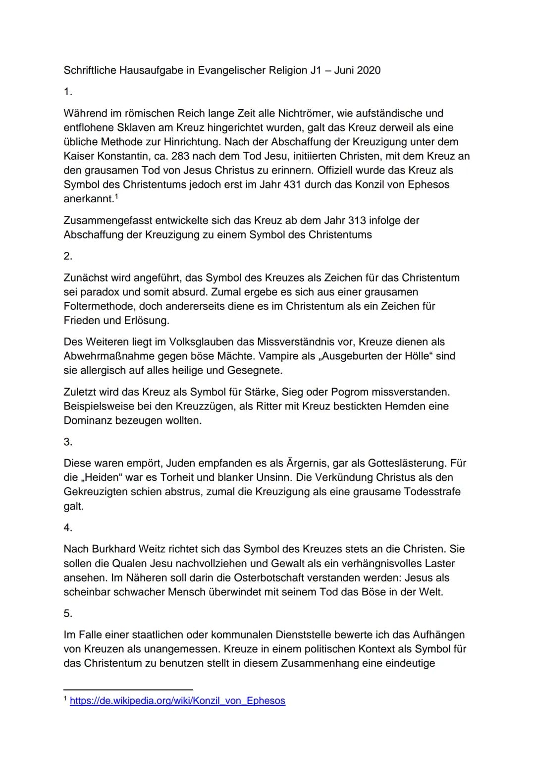 Schriftliche Hausaufgabe in Evangelischer Religion J1 - Juni 2020
1.
Während im römischen Reich lange Zeit alle Nichtrömer, wie aufständisch