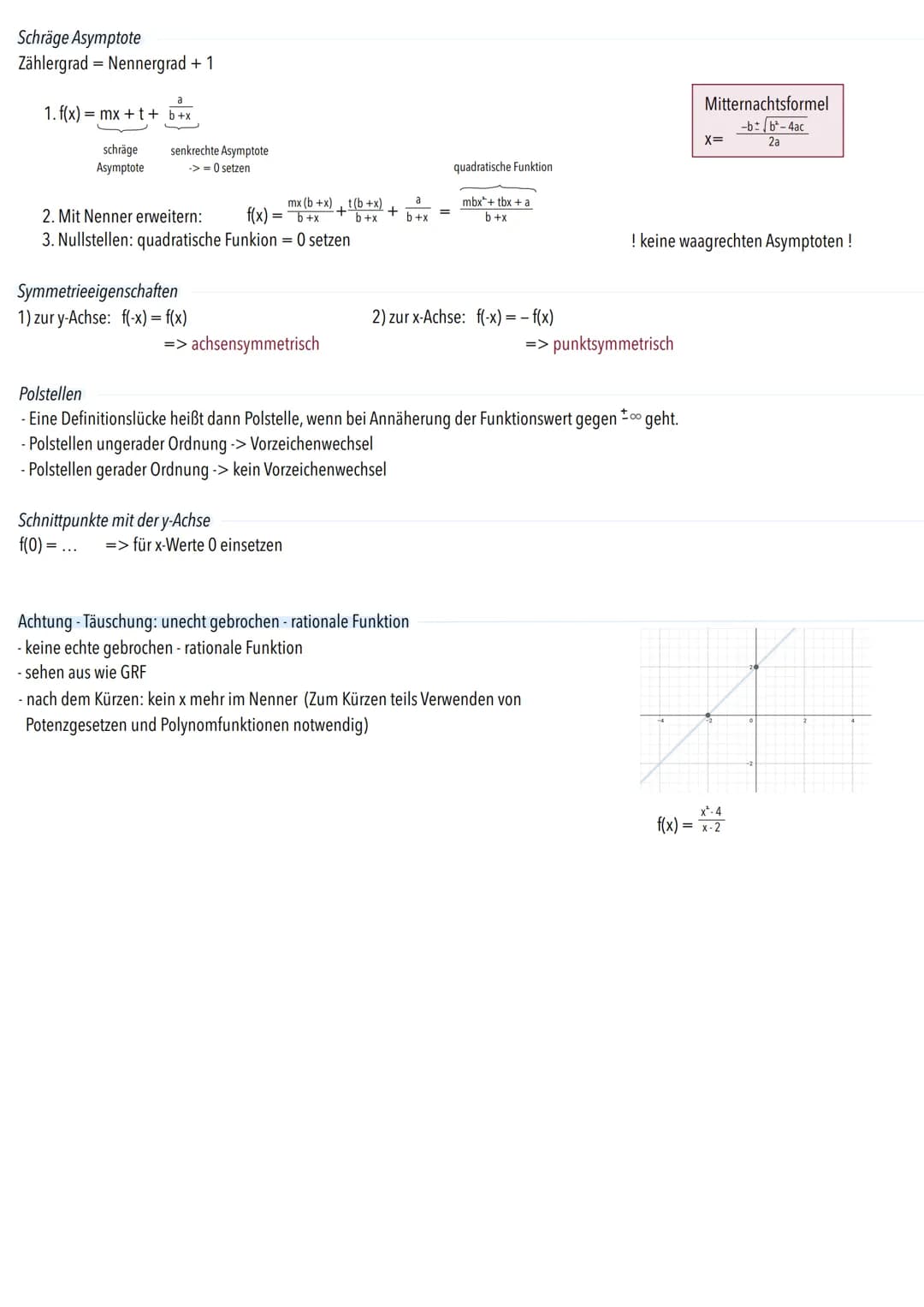Allgemeines
Definition Terme bei denen die Variable im Nenner vorkommt, heißen Bruchterme. Funktionen, die Bruchterme enthalten, heißen
gebr