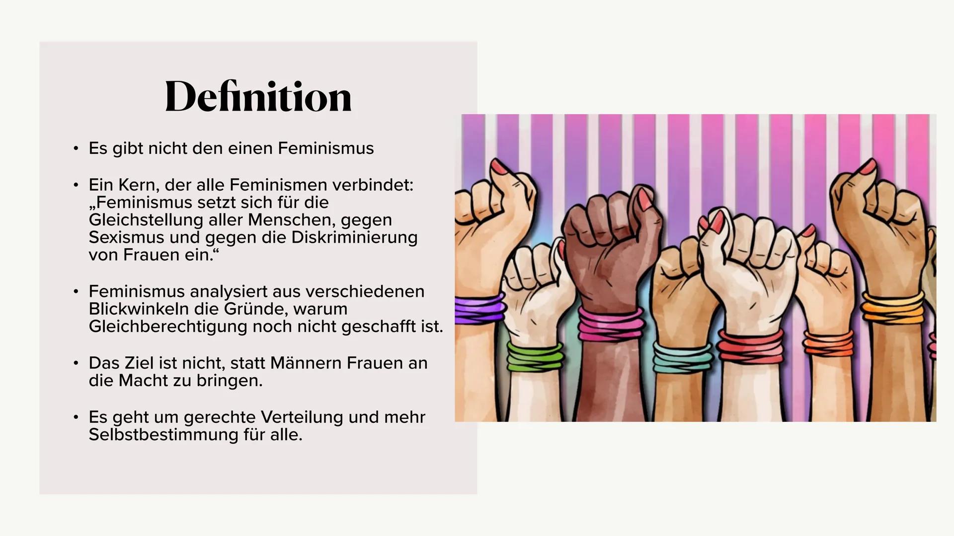 # FEMINISMUS # Inhaltsverzeichnis

*   Definition
*   Unterschiedliche Formen des Feminismus
* Was ist „intersektionaler Feminismus"?
* Anti