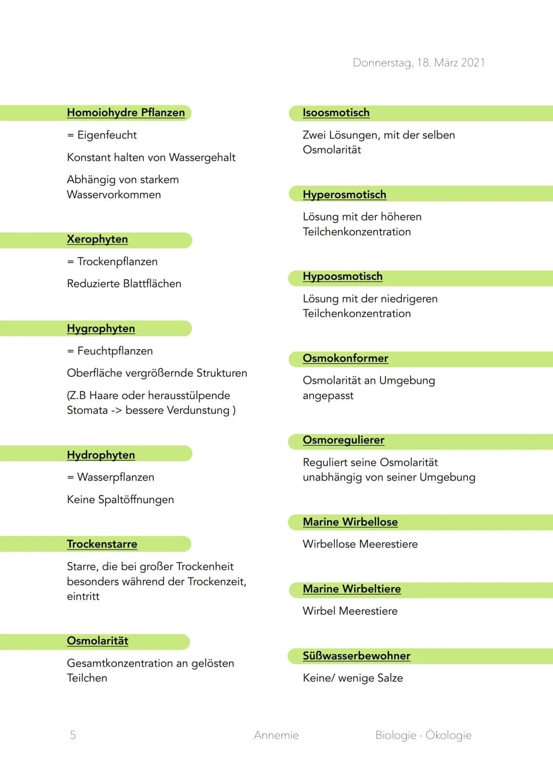 Ökologie
Begriffe und Defintionen
Abiotische Faktoren
Umweltfaktoren, an denen keine
Lebe esen beteiligt sind
Biotische Faktoren
Umweltfakto