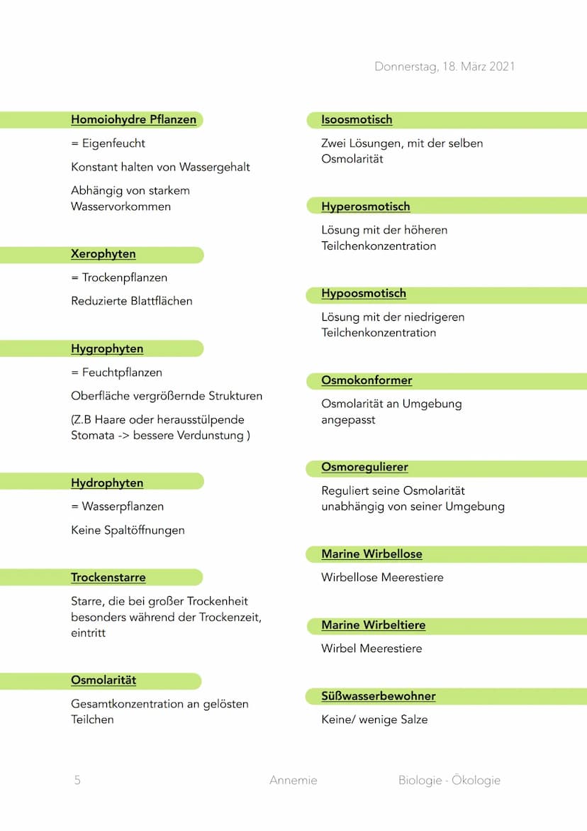 Ökologie
Begriffe und Defintionen
Abiotische Faktoren
Umweltfaktoren, an denen keine
Lebe esen beteiligt sind
Biotische Faktoren
Umweltfakto