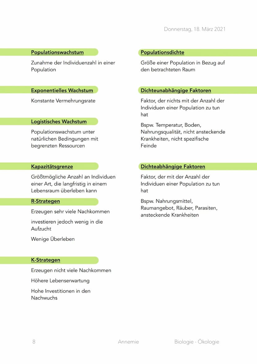 Ökologie
Begriffe und Defintionen
Abiotische Faktoren
Umweltfaktoren, an denen keine
Lebe esen beteiligt sind
Biotische Faktoren
Umweltfakto
