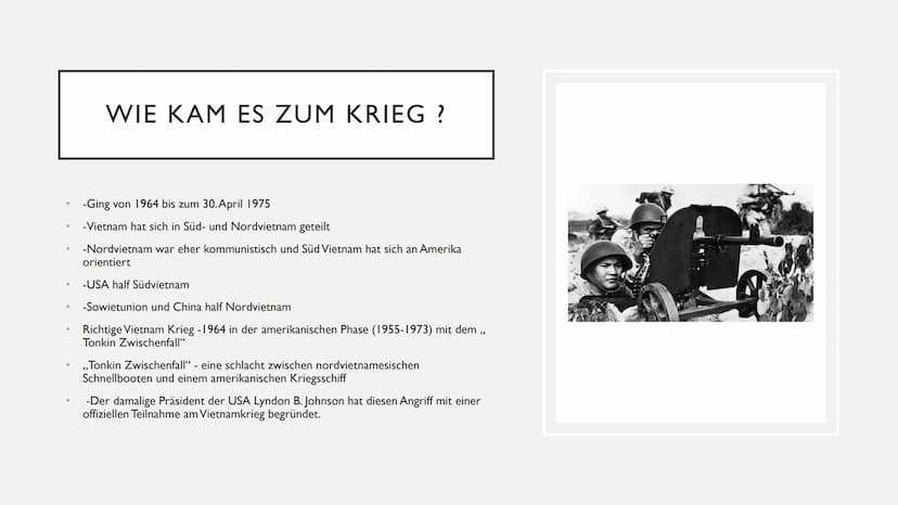VIETNAMKRIEG ●
●
●
●
●
Ausgangslage
Kriegstrategien
Napalm
Ablauf
Folgen
INHALTSANGABE ●
●
●
AUSGANGSLAGE
1887 - Vietnam war eine Französisc
