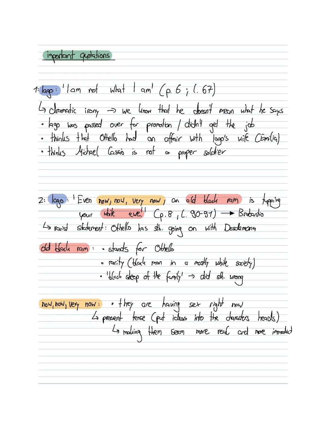 Othello: Most important quotations 