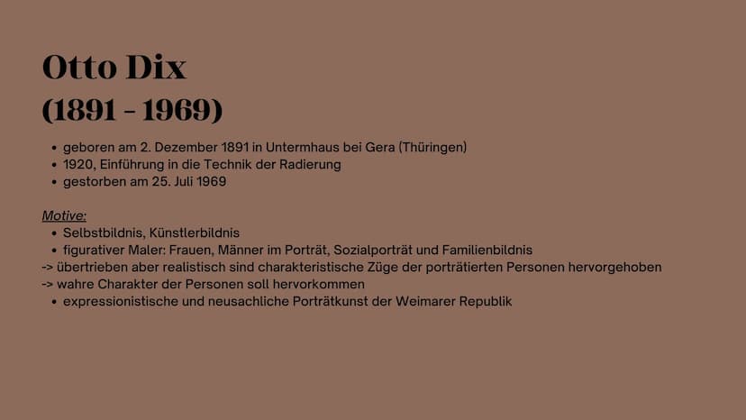 DIE
NEUE
SACHLICH-
ΚΕΙΤ
Emma Koch
11/2
Otto Dix ,,Die Eltern des Künstlers", 1924 GLIEDERUNG
• Zeitliche Einordnung der Epoche
• Historische