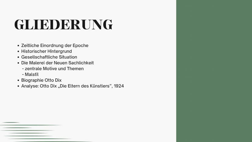 DIE
NEUE
SACHLICH-
ΚΕΙΤ
Emma Koch
11/2
Otto Dix ,,Die Eltern des Künstlers", 1924 GLIEDERUNG
• Zeitliche Einordnung der Epoche
• Historische