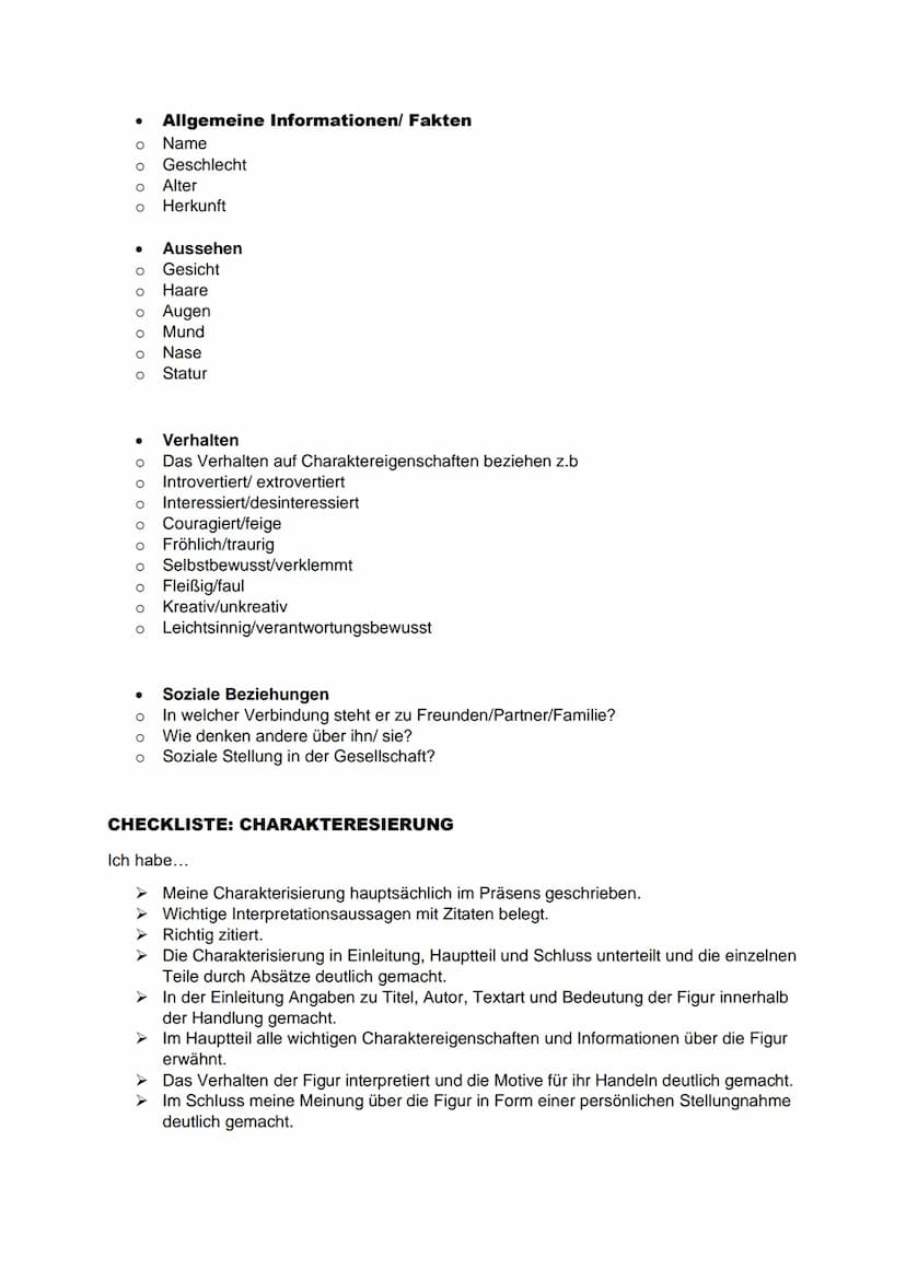 Charakterisierung:
Die Charakterisierung ist ein beschreibender, aber auch ein interpretierender Text, der eine
Literarische Figur umfassend