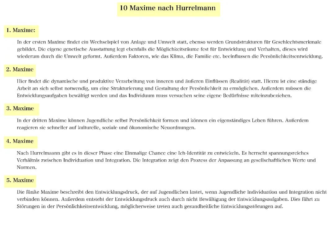 Die 10 Maxime von Hurrelmann: Zusammenfassung und PDF