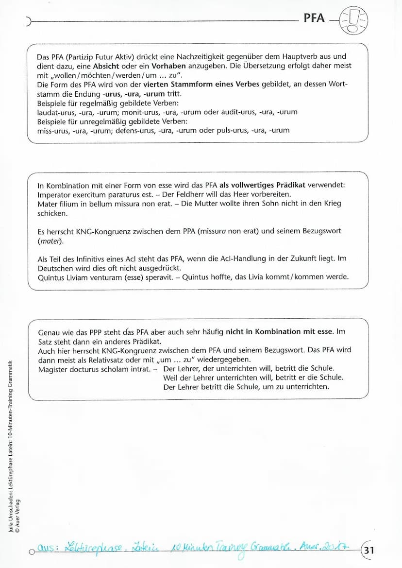 Passiv
Endlungen.
-ol-r
-(e)mis
-tur
Aktiv
lat. pati
-mur
-mini
-ntur
Partizipien
lat. Beispiele:
LYKNG!
- Verben
2B Partizip Perf
=
leiden,