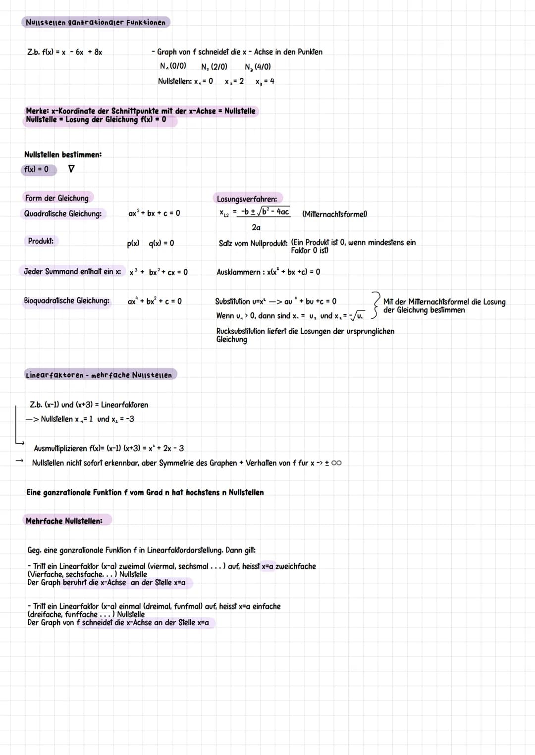 Funktionen
Definitionsmenge: Menge aller x-Werte, die man in die Funktion einsetzen darf
Wertemenge: Alle y-Werte der Punkte auf dem Graphen